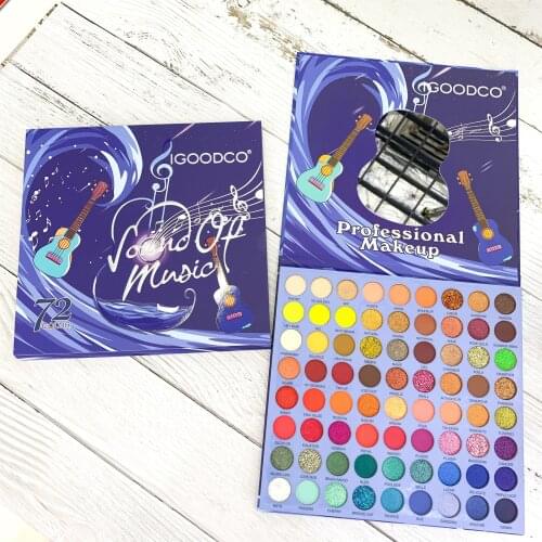 72 Colors Shimmer Matte Sequined Large Plate Multi-Color Eye Shadow Plate Guitar Music Pattern luminous Long-Lasting Waterproof