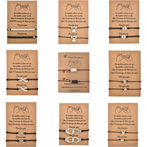 Charmsmic Vintage Silver Color Friendship Forever Charm Bracelets For Lovers Make A Wish Card Handmade Bracelets Wholesale