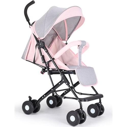 Baby Stroller Can Sit Reclining Ultra Light Portable Folding Infant Umbrella Four Wheel Children Pocket Trolley Bearing