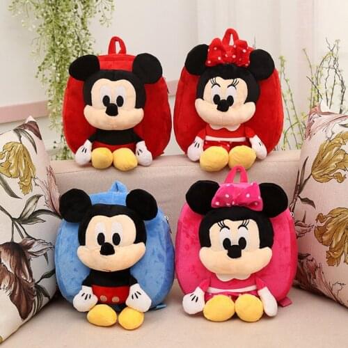 DISNEY Marvel The Avengers SpiderMan Mickey Minnie Mouse Cartoon Plush doll Stuffed Toy Childrens Backpack Birthday Gift