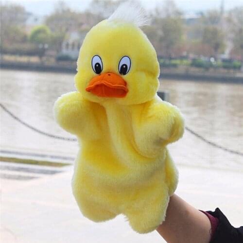 Kids Lovely Animal Plush Hand Puppets Childhood Soft Toy Duck Shape Story Pretend Playing Dolls Gift For Children