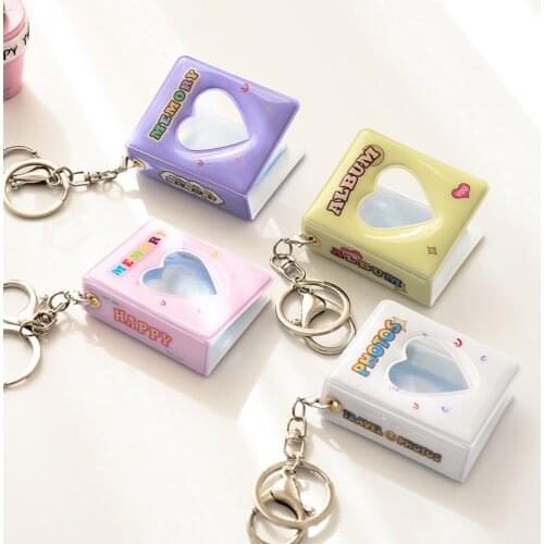 16 Pockets 1 Inch 3 x 4.5cm Photos Album with Key Chain Candy Color Photo Album for Mini Photo Sticker & Name Card Key ring