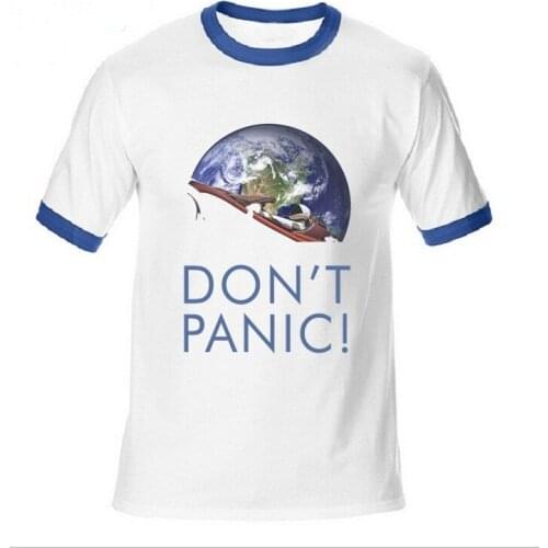 Mens Tshirt gyms Workout t shirt Don't Panic hombre Tees short topshirts jumbo size Elon Musk Occupy Mars SpaceX Men T-shirt
