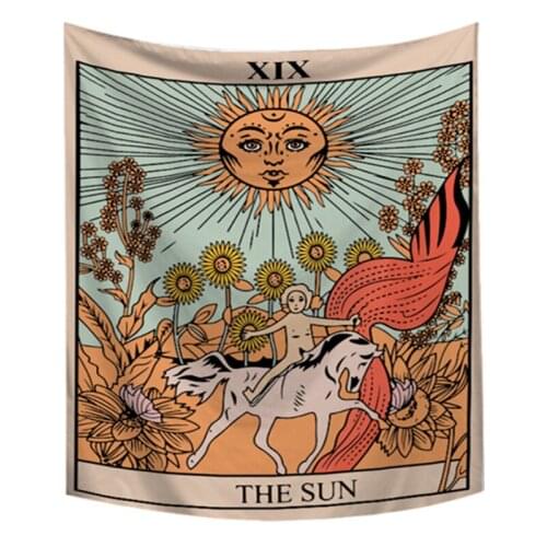 Mandala Tarot Tapestry Wall Hanging Moon Phase Change Tapestries Bedroom Decor Bedspread Throw Cover Sun Moon Wall Decor 200x150