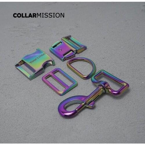 Engraved(metal buckle+adjust buckle+D ring+metal clasp/set)30mm DIY dog collar buckle parts 8 colours