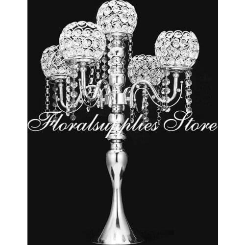Crystal Candle Holder Wedding Candelabra Centerpiece Center Table Candlesticks Event Party Anniversary Decor Gold Silver Color