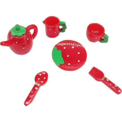 Simulation Spoon Coffee Mug Teapot Resin Flatback Cabochon Micro Landscape Doll House Kitchen Decoration Diy Accessories