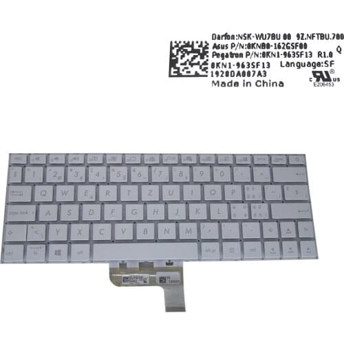 SW Swiss notebook backlit keyboard for ASUS ZenBook UX334FA UX334 FLC UX334FL computers keyboard with backlight 0KNB0 162GSF00