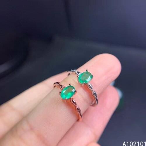 KJJEAXCMY fine jewelry S925 sterling silver inlaid natural Emerald new girl luxury gemstone ring support test hot selling