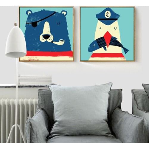 Space Wall Art Simple Beautiful Cartoon Animal Humor Poster Prints On Canvas Home decor painting For Children Room Unframed