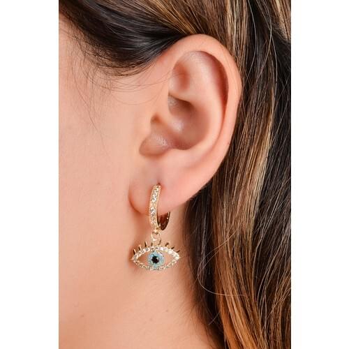 Luxurb Zircon Cubic Zirconia Evil Eye and Wedding Ring Figured Female Earrings