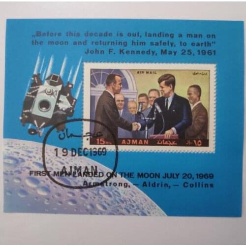 Manama landing on the moon Miniature Sheet Post Stamps Postage Collection