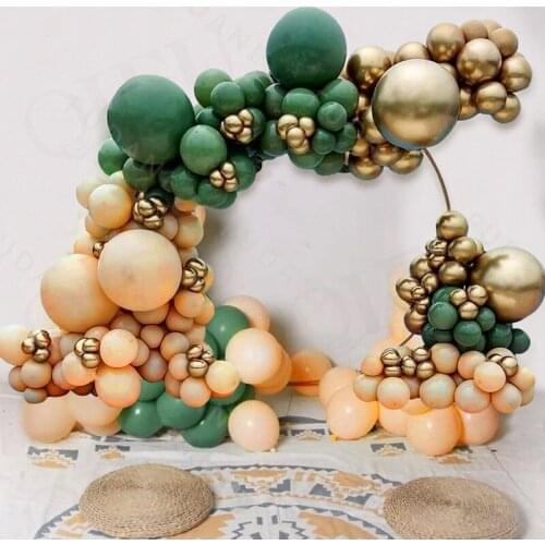 186Pcs Macaron Peach Balloons Set Garland Arch Kit Jungle Green Chrome Metallic Latex Baloon Bridal Birthday Party Decoration