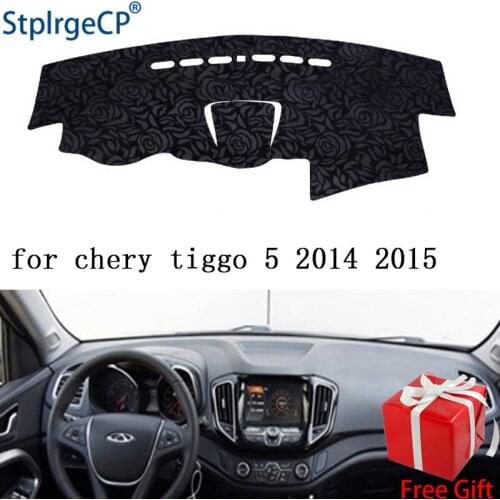 Rose Pattern Non-slip Car Dashboard Cover Dash Mat Pad DashMat ANti-UV Car Sticker for CHERY TIGGO 5 2014 2015-2017 Car Styling
