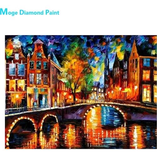 Night Lights Town Scenery Diamond Painting Round Full Drill Nouveaute DIY Mosaic Embroidery 5D Cross Stitch Oil Scenic Pattern