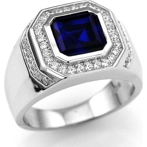New Fashion Men Rings Blue Crystal Alloy Wedding Engagement For Men Ring Vintage Jewelry Knuckle Ring