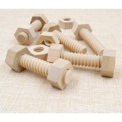 Early Education Educational Screw Nut Assembling Wooden Toy Solid Wood Screw Nut Hands-On Teaching Aid Educational Toy For Child