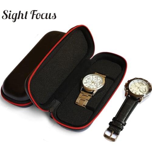Portable 2 slots EVA Hard Shell Watch Box Pouch Travel Watch Organizer Case Watch Storage Box Zipper Wristwatch Box Holder Watch
