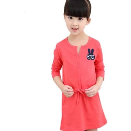 Jilly Girls Dress new Brand Cartoon rabbit Dress lovely Autumn Style Long Sleeve Flowers Printing Design for Children Clothes