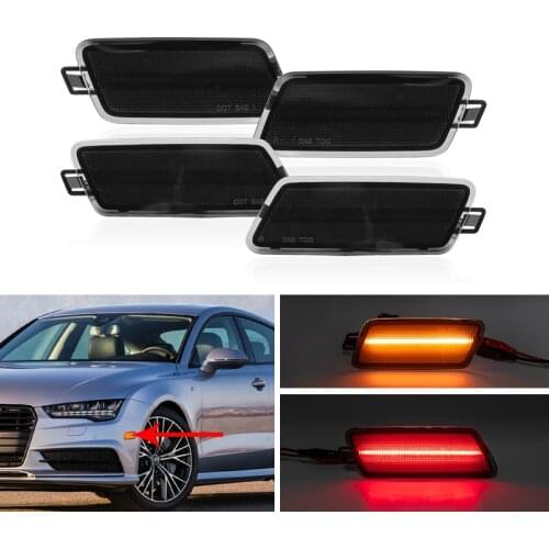 Fits For Audi A7 Quattro 14-16 S7 13-18 A7 Quattro 12-18 RS7 14-18 Smoked Lens F&R Amber Red Led Fender Side Marker Lights