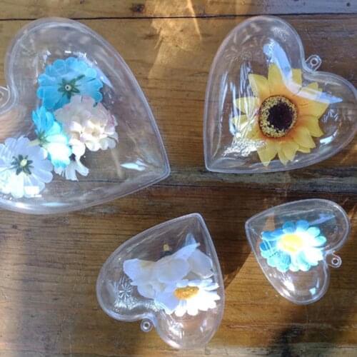 1pcs 6cm 8cm 10 cm 12cm clear plastic heart ball Christmas decorative ball pendant ps plastic Gift Present Box Decoration