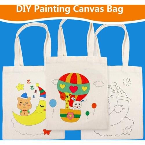 DIY Environmental Protection Blank Graffiti Bag For Children Handmade Painting Canvas Bags Drawing Toys
