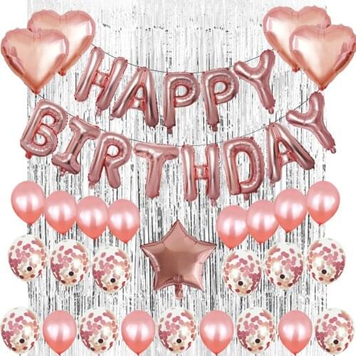 Birthday Balloons Birthday Party Balloons Round Aluminum Film Latex with Happybirthday Balloons Event Decoration