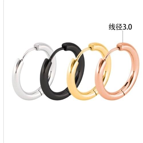 Hot Sale Circle Rose Gold Silver Color Round Stud Earrings For Women Men Stainless Steel Punk Earrings Piercing Fashion Jewelry