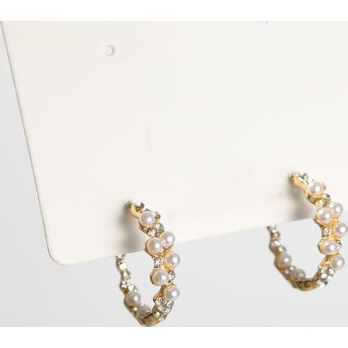 Charm S925 Needle Fashion Earrings Wild Earrings Net Red Pearl Crystal C-shaped Earrings Women Temperament Wholesale