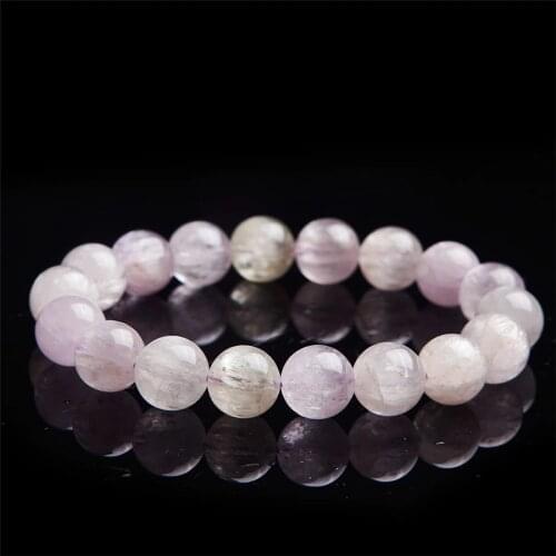 11.5mm Genuine Natural Kunzite Gem Stone Crystal Round Clear Beads Jewelry Women Femme Stretch Charm Bracelet Just One