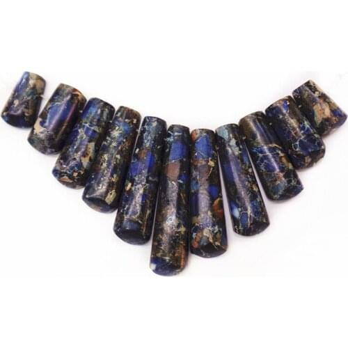 11Pcs/set 40x10x5mm-16x10x6mm Wholesale Blue Sea Sediment Jasper & Pyrite Oblong Pendant Bead S70