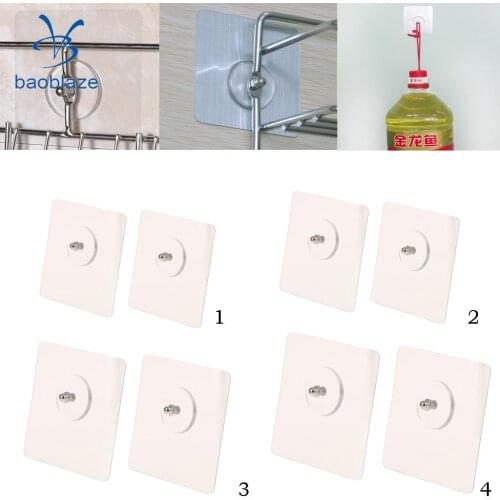 2pcs Self Adhesive No Drilling No Trace Hanging Nails Heavy Duty Shelf Supporter Seamless Kitchen Wall Sticky Hook