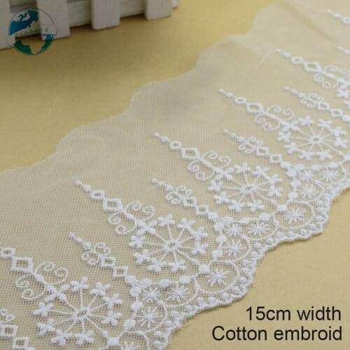 3yards 15cm white lace cotton embroid lace sewing ribbon fabric guipure diy trims warp knitting DIY Garment Accessories#3665