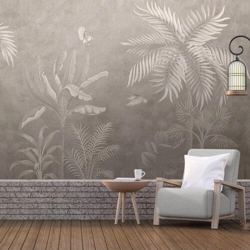 Custom 3D Wallpaper Living Room European Style Retro Tropical Rainforest Banana Leaf Coconut Tree Pastoral Landscape Photo Mural