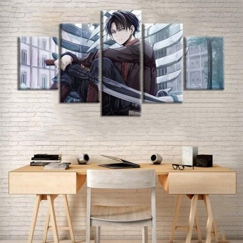 5 Pcs Levi Ackerman Sword Anime Attack On Titan Posters Wall Art HD Pictures Home Decor Canvas Paintings Living Room Accessories