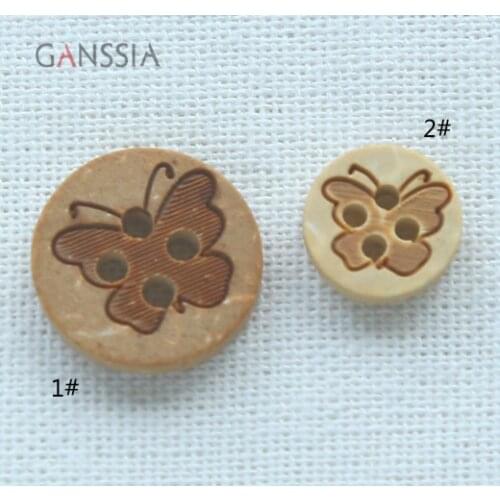 50pcs/lot Size:11&15mm Wooden Buttons Round Button Butterfly for DIY Handwork Garment Cloth Sewing Crafts(SS-2415)