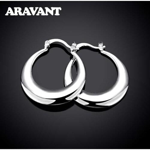 925 Sterling Silver U Shaped Hoop Earrings For Women Fashion Jewelry Wedding Accessories