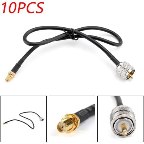 Artudatech10Pcs PL259 SMA Female to UHF Male RF Straight Pigtail Jumper RG58 Coaxial Cable 50cm 20in/100cm 3ft