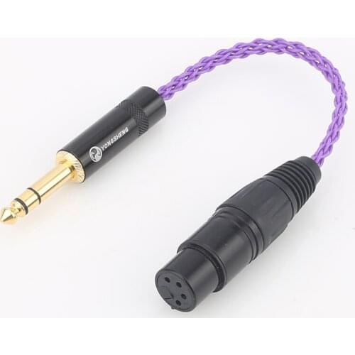 Audiocrast HIFI 6.35mm 1/4 Male to 4-Pin XLR Female Balanced Connector TRS Audio Adapter Cable 6.35mm to XLR Silver Plated