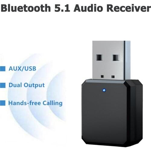 Wireless Bluetooth-compatible 5.1 Receiver Adapter Music Speakers Hands-free Calling AUX USB Stereo Car Audio Adapter