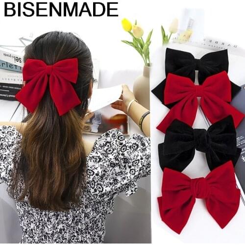 BISENMADE Bow Hairgrips Women Solid Flannel Hairpins Ladies Barrettes Girls Hair Accessories Sweet Headwear BB Clips Headwear