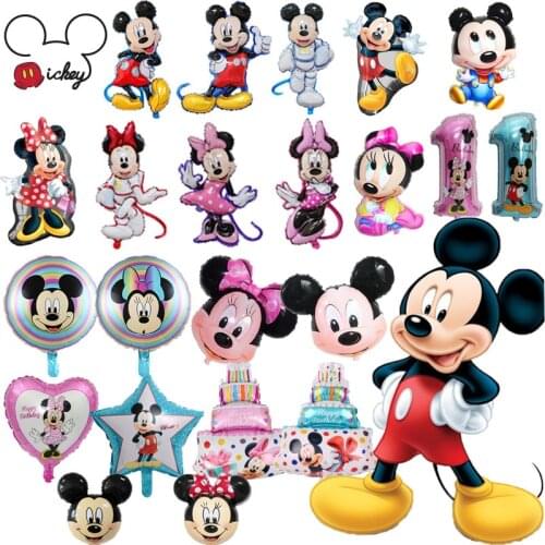 Large Mickey Minnie Mouse Balloons Disney Cartoon Foil Balloon Baby Shower Birthday Party Decorations Kids Classic Toys Gifts