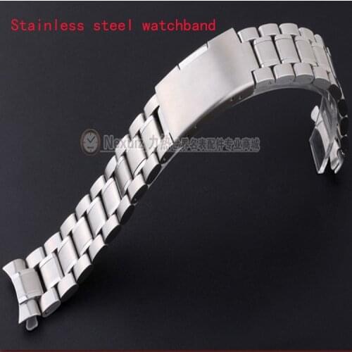 Watchband 18mm 20mm 22mm 24mm watch Bracelets curved end stainless steel silver watch Accessories for watches Solid link