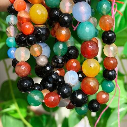 4/6/8/10mm Faceted Natural Stone India Agate Rose Quartz Labradorite Amethyst Green Aventurine Beads For Jewelry Making