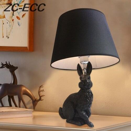 ZC-ECC Rabbit Table Lamp Resin Animal Desk Lamp Childrens Room Living Room Beside Lamp Cartoon Table Lamps Free Shipping
