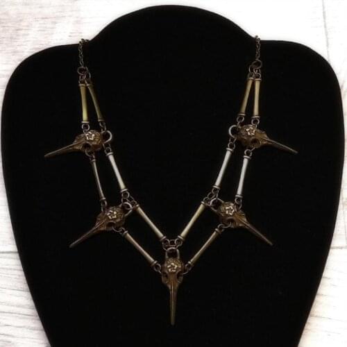 Gothic Witch Skull Raven Crow Bird Pendant Choker Necklace Wicca Punk Pagan Hip Hop Jewelry Gift For Women Friends Wholesale