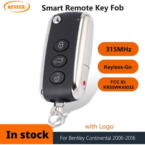 KEYECU 3+1 / 4 Buttons 315MHz Smart Keyless Go Remote Key Fob for Bentley Continental GT GTC 2006-2016 FCC ID: KR55WK45032