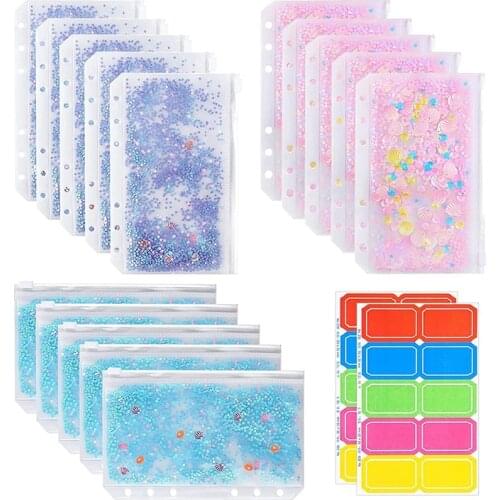PPYY-A6 Binder Cash Envelopes, PVC Budget Envelopes with Zipper Envelopes,for 6 Ring Refillable Binder Notebook Planner