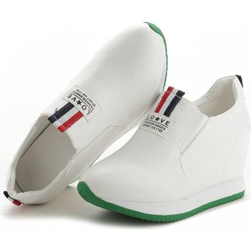 Wedges White Shoes Female Platform Sneakers Women Tenis Feminino Casual Leather Female Shoes Woman Slip on Loafers