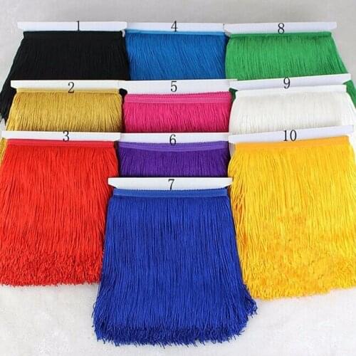 20cm Width Colors Polyester Dense Tassel Fringe Trimming Lace curtain Latin Stage Dance Skirts Garments Accessories